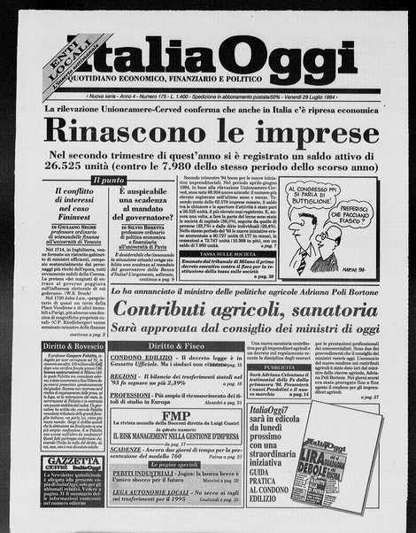 Italia oggi : quotidiano di economia finanza e politica